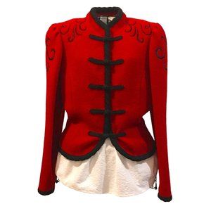 Brandon Red Pure Virgin Wool Blazer Structured